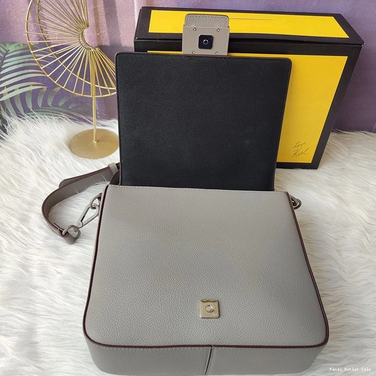 Cheap Messenger Leather Fendi Romano In Cuoio Grey Baguette Medium 0809